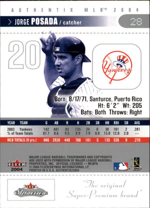 2004 Fleer Authentix Baseball "Main Set" Cards - Picture 57 of 199