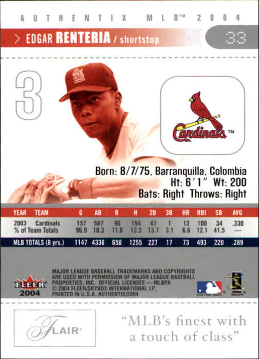 2004 Fleer Authentix Baseball "Main Set" Cards - Picture 65 of 199