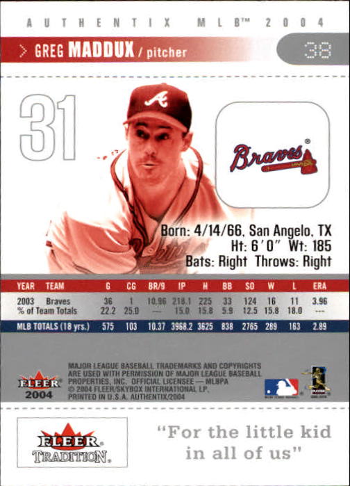 2004 Fleer Authentix Baseball "Main Set" Cards - Picture 75 of 199