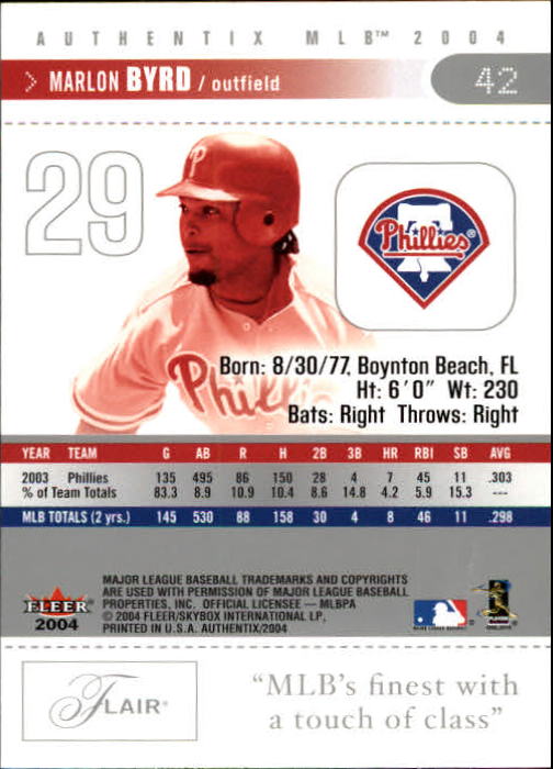 2004 Fleer Authentix Baseball "Main Set" Cards - Picture 83 of 199