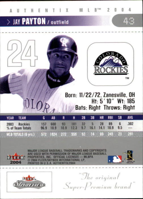 2004 Fleer Authentix Baseball "Main Set" Cards - Picture 85 of 199