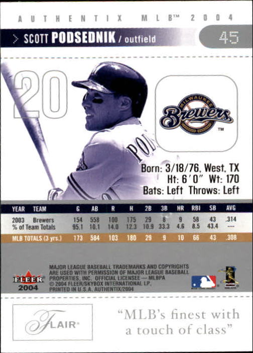 2004 Fleer Authentix Baseball "Main Set" Cards - Picture 89 of 199