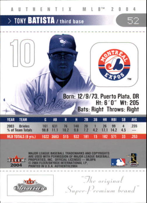 2004 Fleer Authentix Baseball "Main Set" Cards - Picture 103 of 199