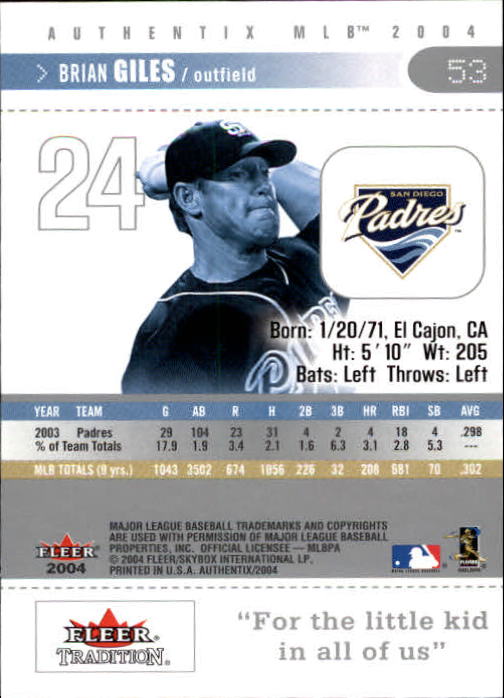 2004 Fleer Authentix Baseball "Main Set" Cards - Picture 105 of 199