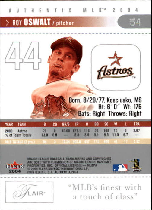 2004 Fleer Authentix Baseball "Main Set" Cards - Picture 107 of 199