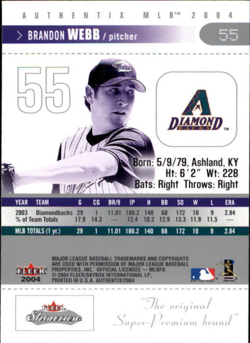 2004 Fleer Authentix Baseball "Main Set" Cards - Picture 109 of 199