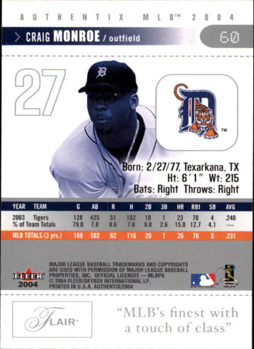2004 Fleer Authentix Baseball "Main Set" Cards - Picture 119 of 199