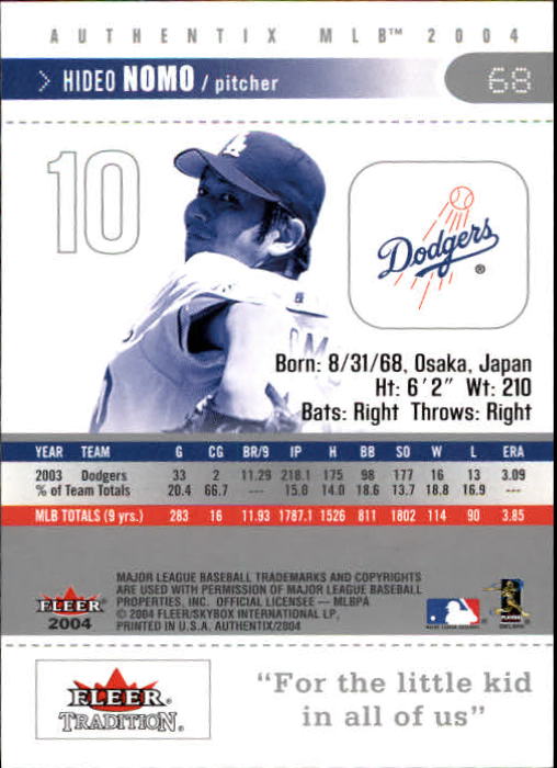 2004 Fleer Authentix Baseball "Main Set" Cards - Picture 135 of 199