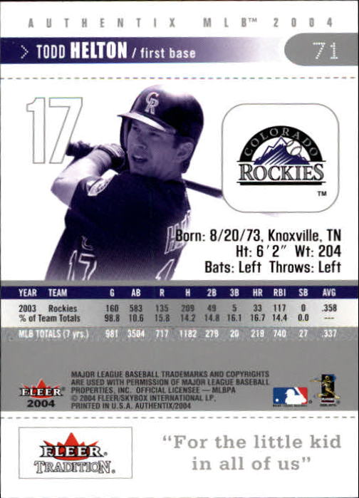 2004 Fleer Authentix Baseball "Main Set" Cards - Picture 141 of 199