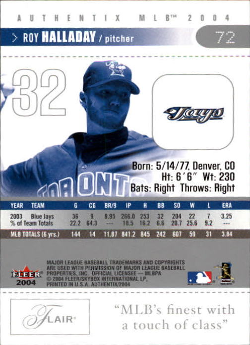 2004 Fleer Authentix Baseball "Main Set" Cards - Picture 143 of 199