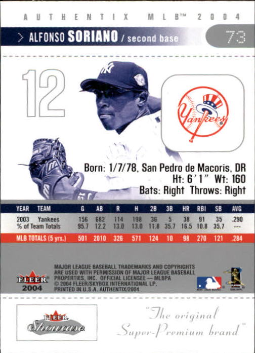 2004 Fleer Authentix Baseball "Main Set" Cards - Picture 145 of 199
