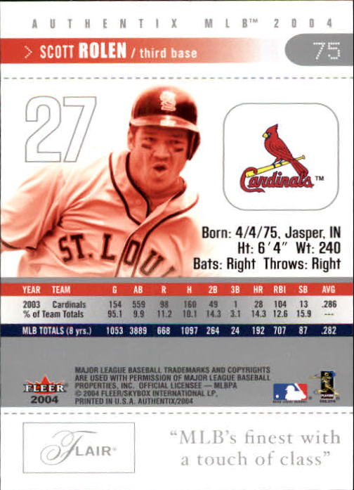 2004 Fleer Authentix Baseball "Main Set" Cards - Picture 149 of 199
