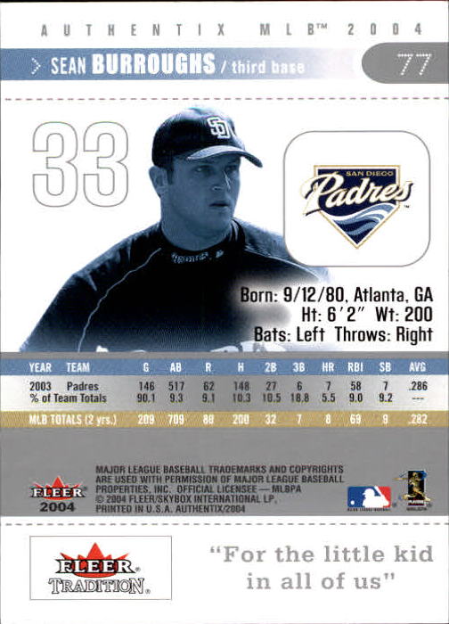 2004 Fleer Authentix Baseball "Main Set" Cards - Picture 153 of 199