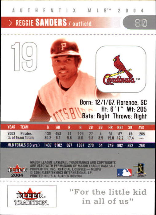 2004 Fleer Authentix Baseball "Main Set" Cards - Picture 159 of 199