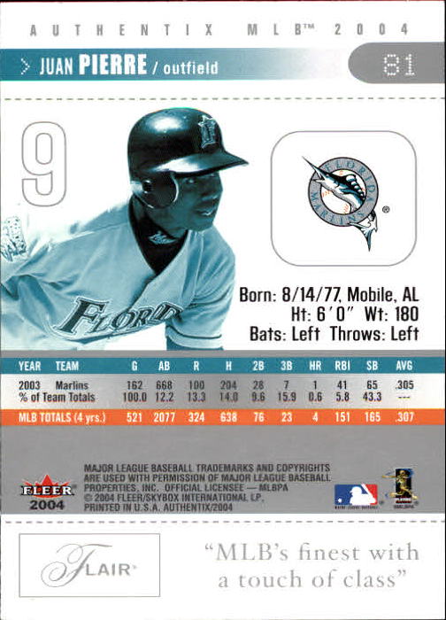 2004 Fleer Authentix Baseball "Main Set" Cards - Picture 161 of 199