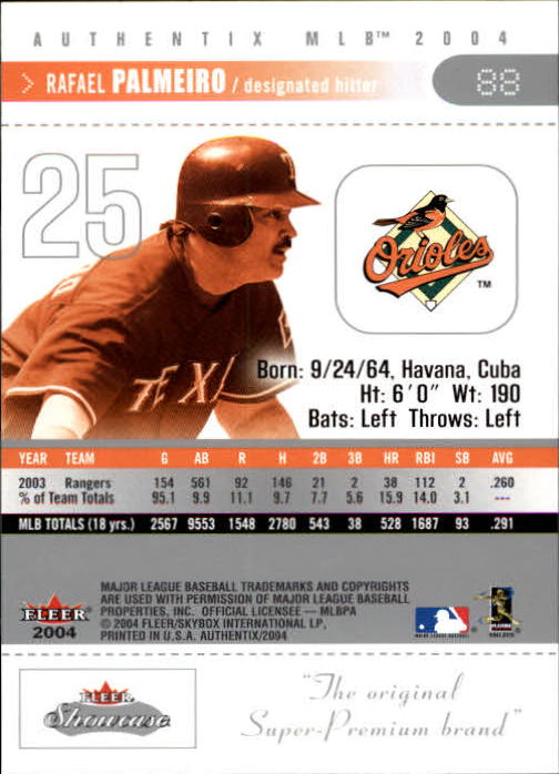 2004 Fleer Authentix Baseball "Main Set" Cards - Picture 175 of 199