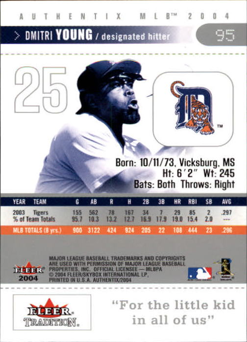 2004 Fleer Authentix Baseball "Main Set" Cards - Picture 189 of 199