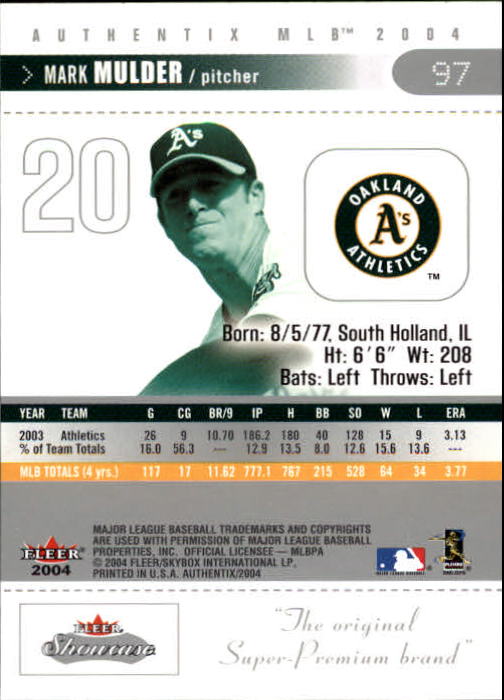 2004 Fleer Authentix Baseball "Main Set" Cards - Picture 193 of 199