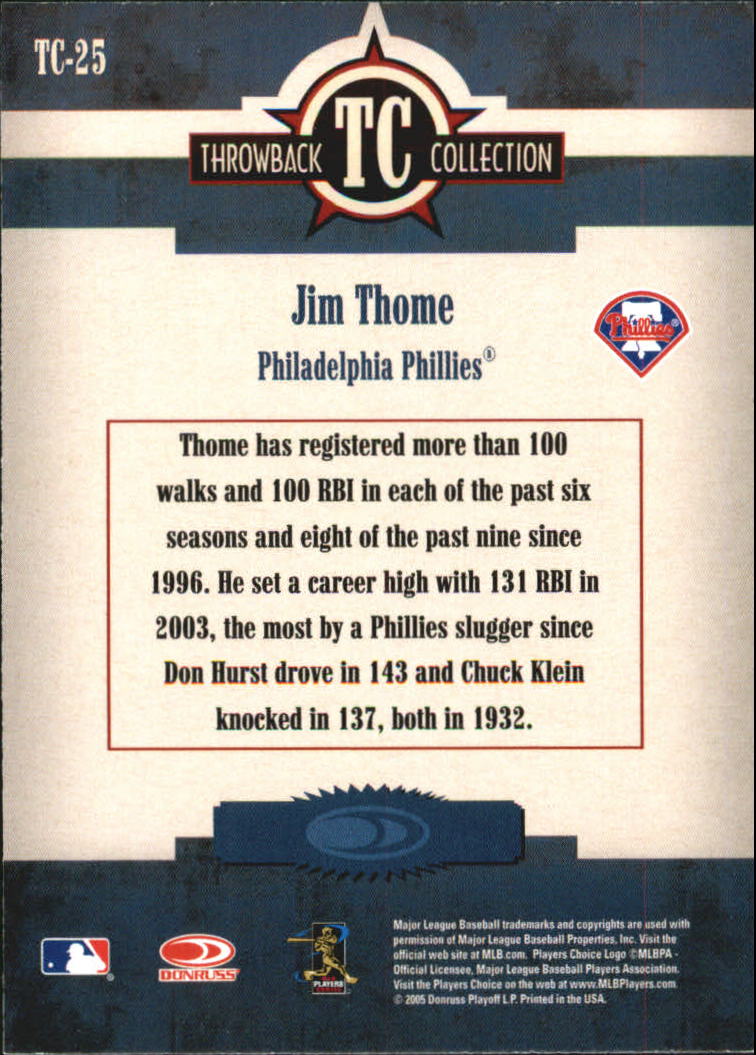 2005 Throwback Threads Baseball "Throwback Collection" Insert and Parallel Cards - Picture 7 of 59