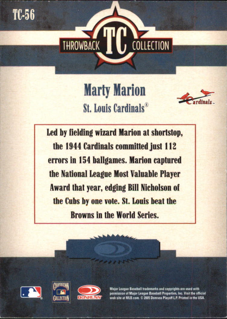 2005 Throwback Threads Baseball "Throwback Collection" Insert and Parallel Cards - Picture 41 of 59