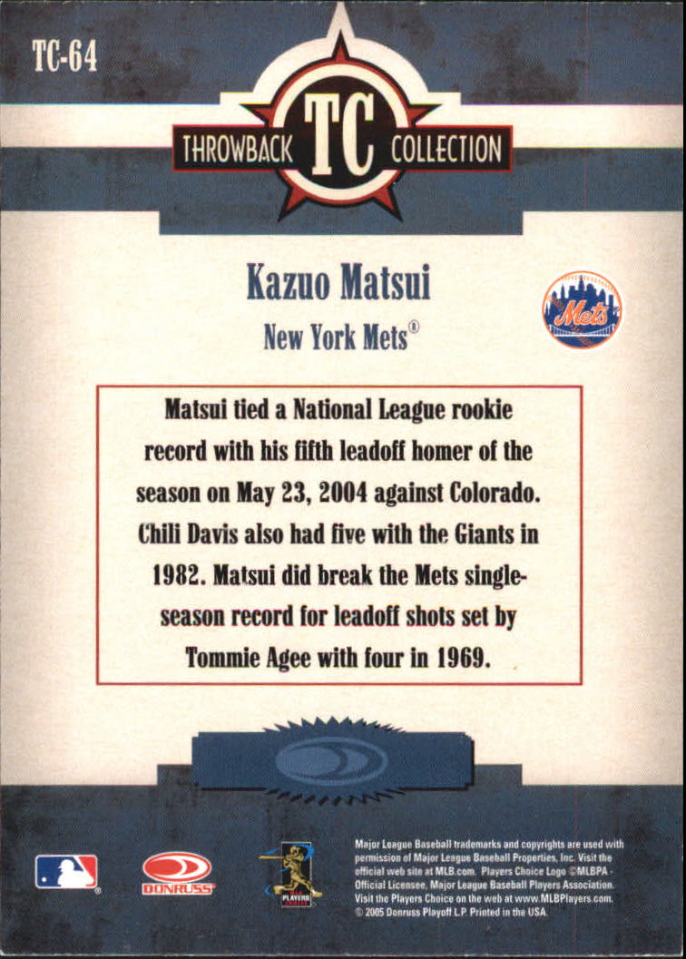 2005 Throwback Threads Baseball "Throwback Collection" Insert and Parallel Cards - Picture 49 of 59