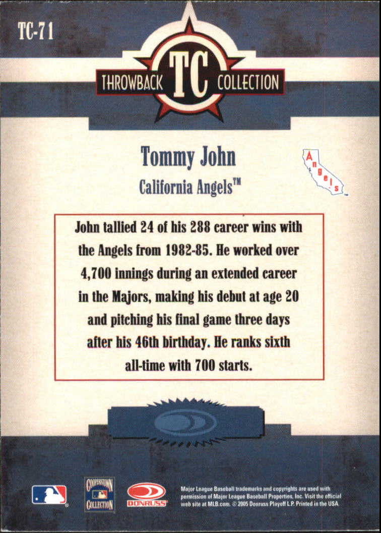 2005 Throwback Threads Baseball "Throwback Collection" Insert and Parallel Cards - Picture 55 of 59