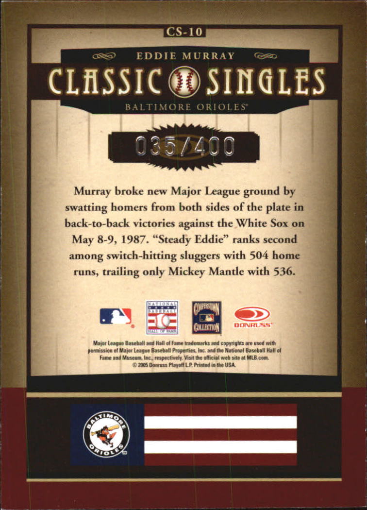 2005 Donruss Classics Baseball "Classic Combos and Singles" Insert Cards - Picture 23 of 39