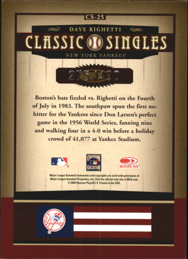 2005 Donruss Classics Baseball "Classic Combos and Singles" Insert Cards - Picture 35 of 39