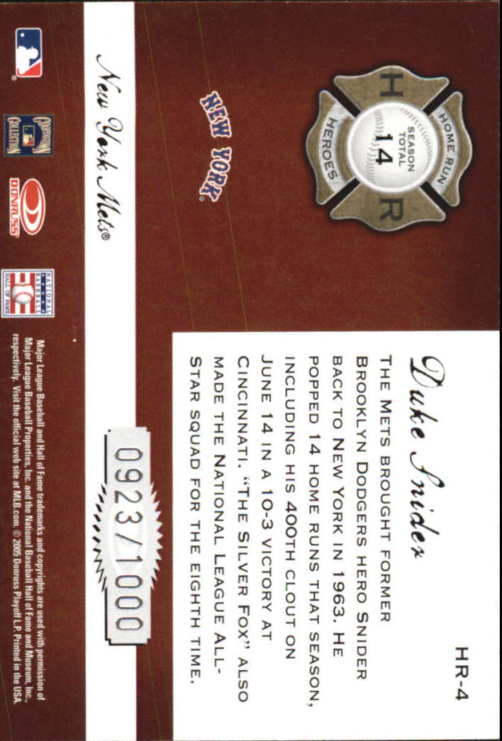 Donruss Classics Baseball 2005 "Home Run Heroes" inserto e carte parallele - Foto 7 di 87