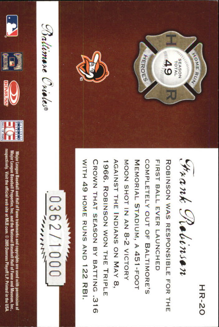 Donruss Classics Baseball 2005 "Home Run Heroes" inserto e carte parallele - Foto 33 di 87