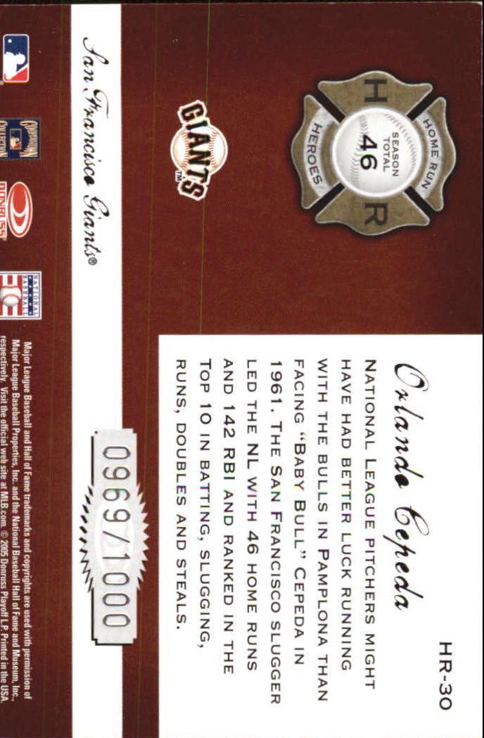 Donruss Classics Baseball 2005 "Home Run Heroes" inserto e carte parallele - Foto 51 di 87