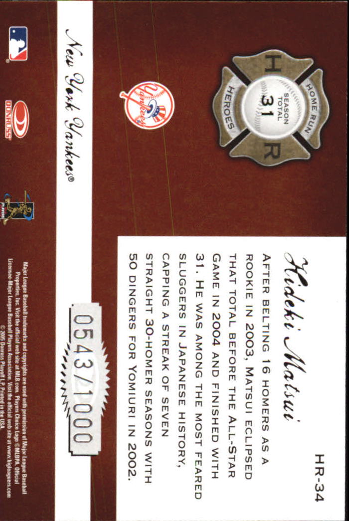 Donruss Classics Baseball 2005 "Home Run Heroes" inserto e carte parallele - Foto 55 di 87