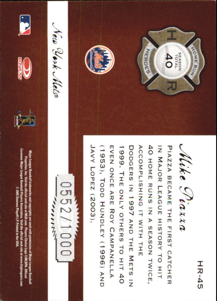 Donruss Classics Baseball 2005 "Home Run Heroes" inserto e carte parallele - Foto 77 di 87