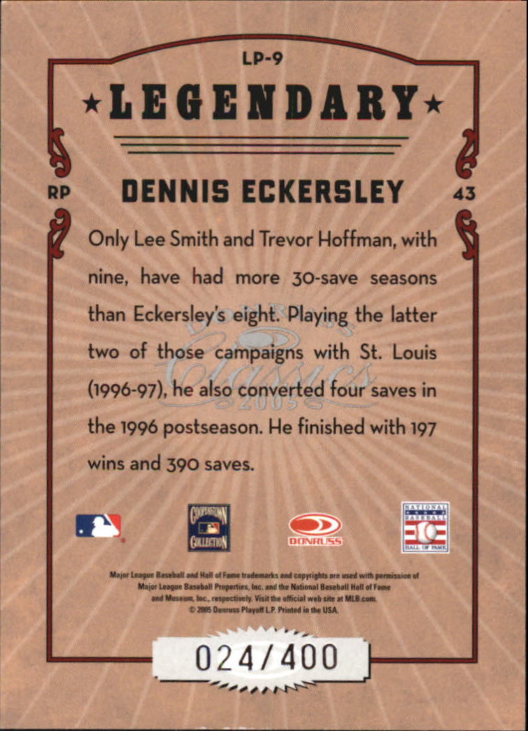 Tarjetas de inserción ""Legendary Lemberjacks and Players"" de béisbol Donruss Classics 2005 - Imagen 9 de 133