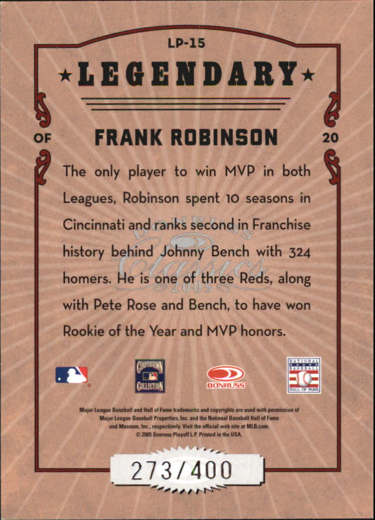 Tarjetas de inserción ""Legendary Lemberjacks and Players"" de béisbol Donruss Classics 2005 - Imagen 15 de 133