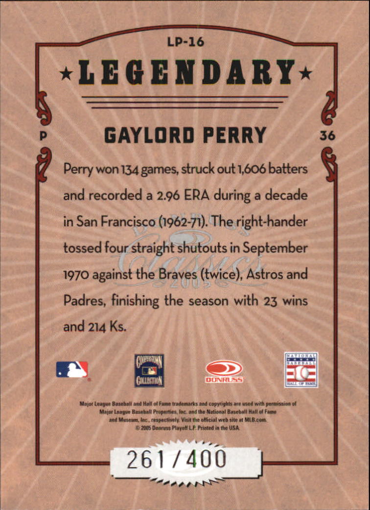 Tarjetas de inserción ""Legendary Lemberjacks and Players"" de béisbol Donruss Classics 2005 - Imagen 17 de 133
