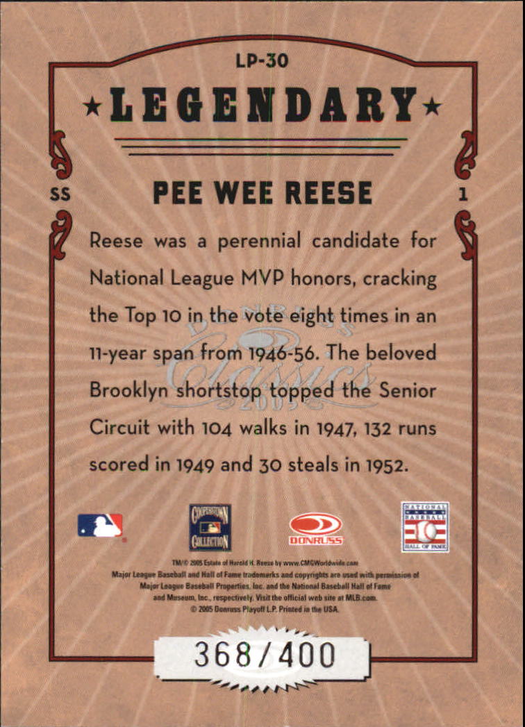 Tarjetas de inserción ""Legendary Lemberjacks and Players"" de béisbol Donruss Classics 2005 - Imagen 33 de 133