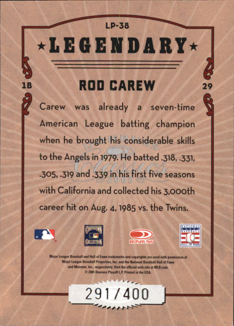 Tarjetas de inserción ""Legendary Lemberjacks and Players"" de béisbol Donruss Classics 2005 - Imagen 41 de 133