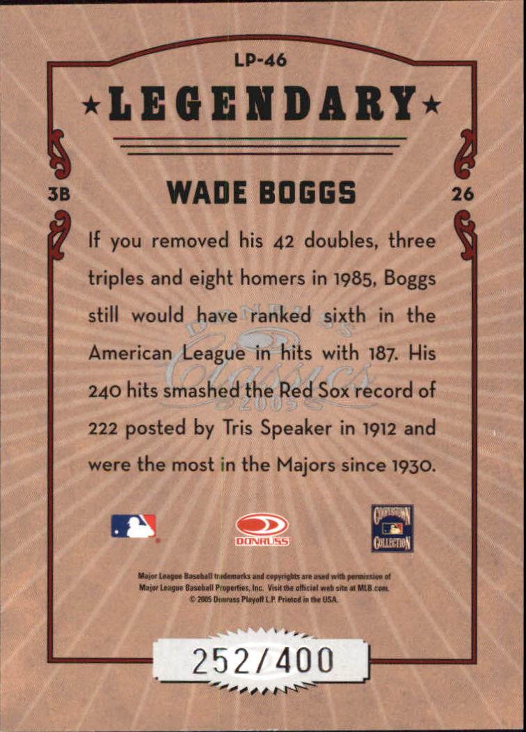 Tarjetas de inserción ""Legendary Lemberjacks and Players"" de béisbol Donruss Classics 2005 - Imagen 47 de 133