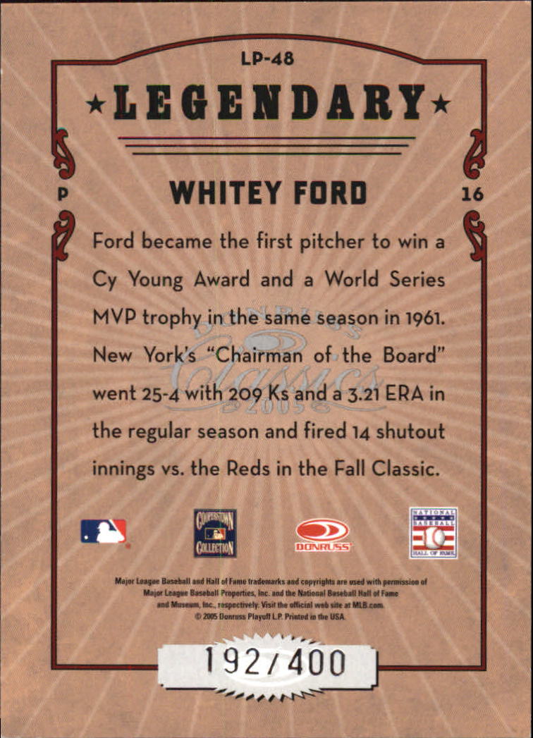 Tarjetas de inserción ""Legendary Lemberjacks and Players"" de béisbol Donruss Classics 2005 - Imagen 49 de 133