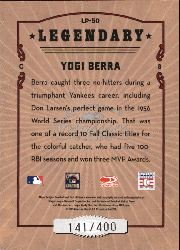 Tarjetas de inserción ""Legendary Lemberjacks and Players"" de béisbol Donruss Classics 2005 - Imagen 51 de 133