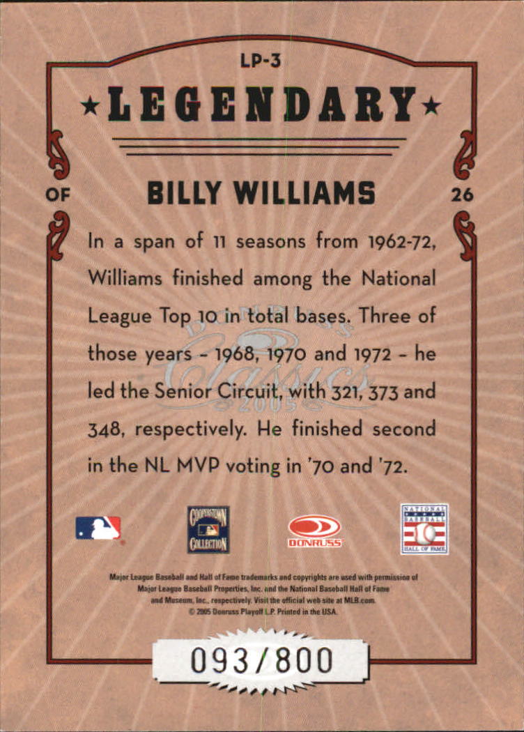 Tarjetas de inserción ""Legendary Lemberjacks and Players"" de béisbol Donruss Classics 2005 - Imagen 53 de 133