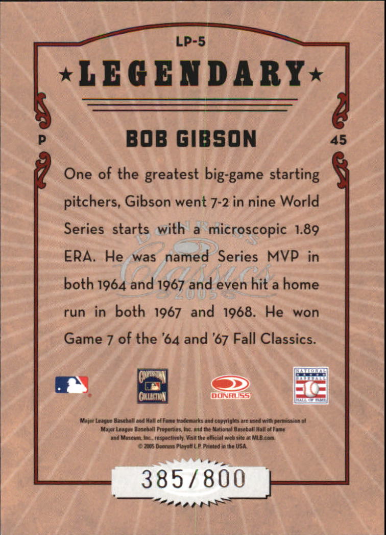 Tarjetas de inserción ""Legendary Lemberjacks and Players"" de béisbol Donruss Classics 2005 - Imagen 57 de 133