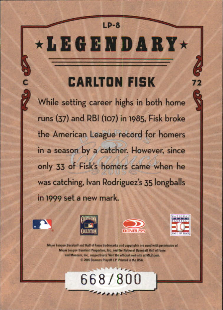 Tarjetas de inserción ""Legendary Lemberjacks and Players"" de béisbol Donruss Classics 2005 - Imagen 61 de 133