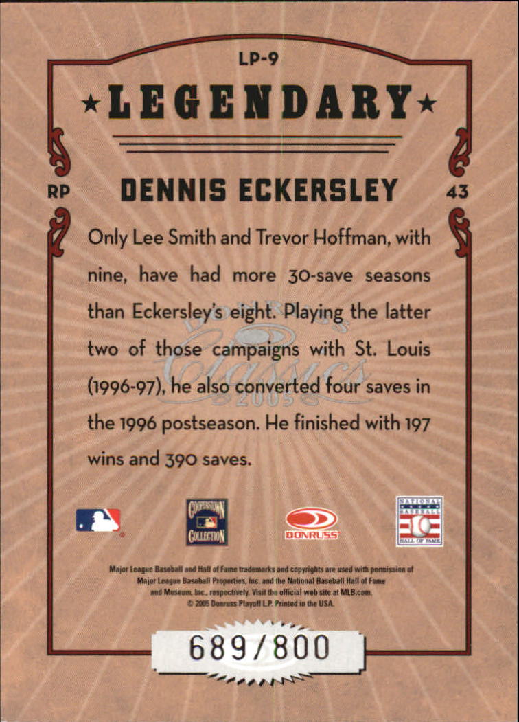 Tarjetas de inserción ""Legendary Lemberjacks and Players"" de béisbol Donruss Classics 2005 - Imagen 63 de 133