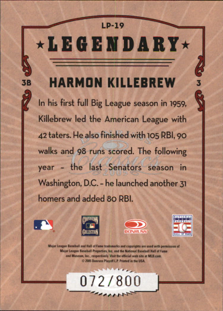 Tarjetas de inserción ""Legendary Lemberjacks and Players"" de béisbol Donruss Classics 2005 - Imagen 77 de 133