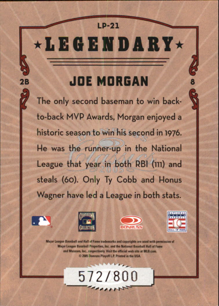 Tarjetas de inserción ""Legendary Lemberjacks and Players"" de béisbol Donruss Classics 2005 - Imagen 81 de 133