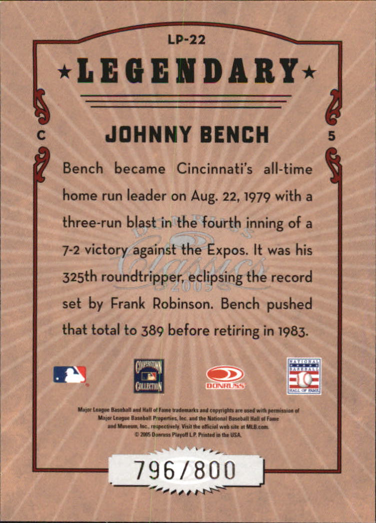 Tarjetas de inserción ""Legendary Lemberjacks and Players"" de béisbol Donruss Classics 2005 - Imagen 83 de 133