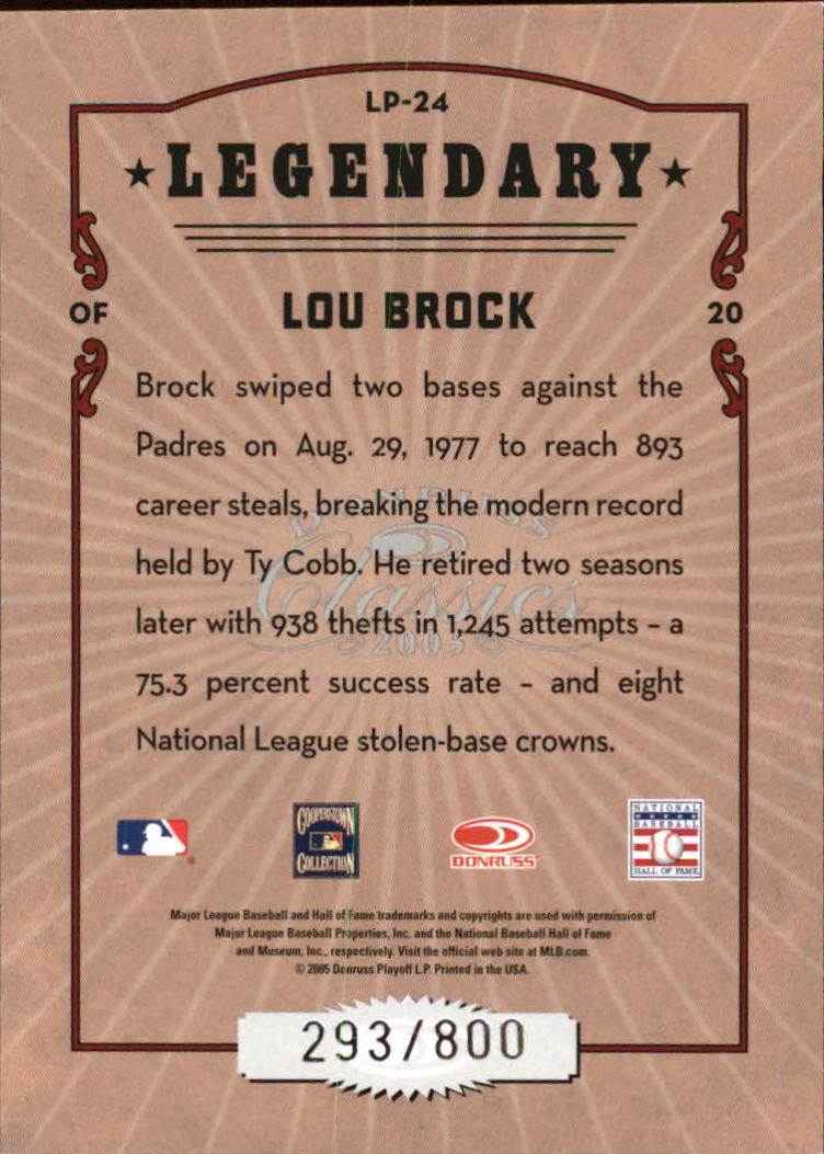 Tarjetas de inserción ""Legendary Lemberjacks and Players"" de béisbol Donruss Classics 2005 - Imagen 87 de 133