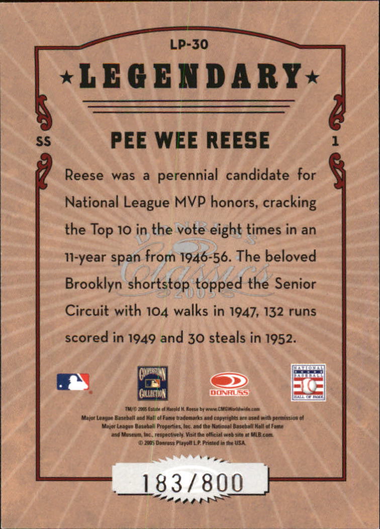 Tarjetas de inserción ""Legendary Lemberjacks and Players"" de béisbol Donruss Classics 2005 - Imagen 95 de 133